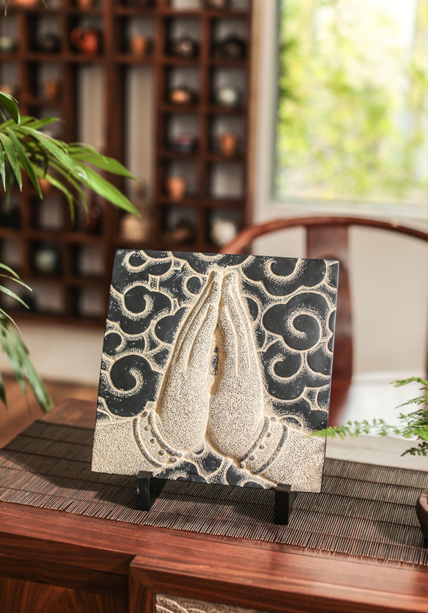 Buddha Praying Hands Sculpture - Feng Shui Blessing Decor