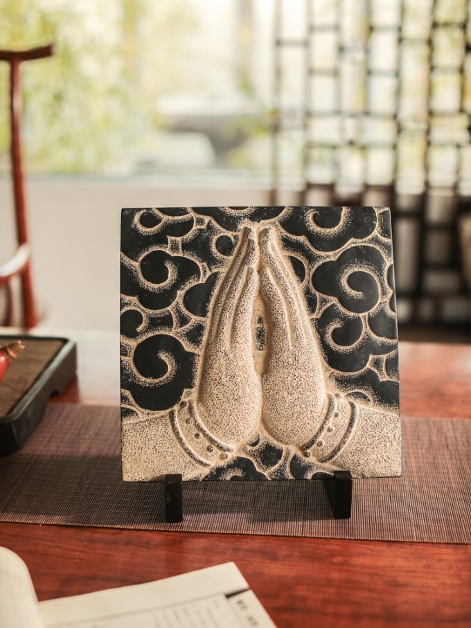 Buddha Praying Hands Sculpture - Feng Shui Blessing Decor