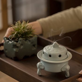 Ceramic Celadon Incense Burner with Elephant-Shaped Legs