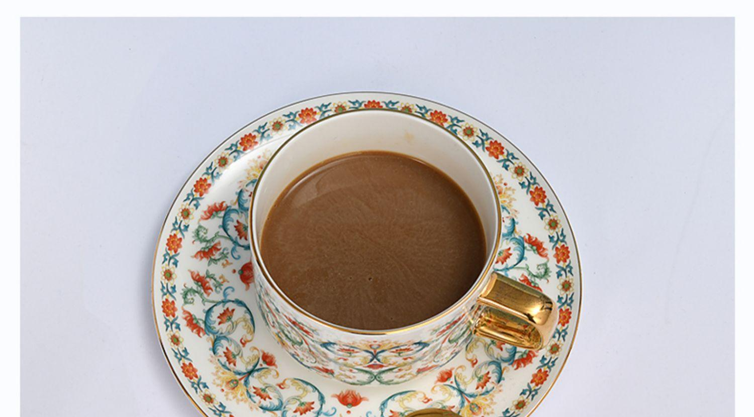 Chinese Floral Porcelain Coffee Cup Set