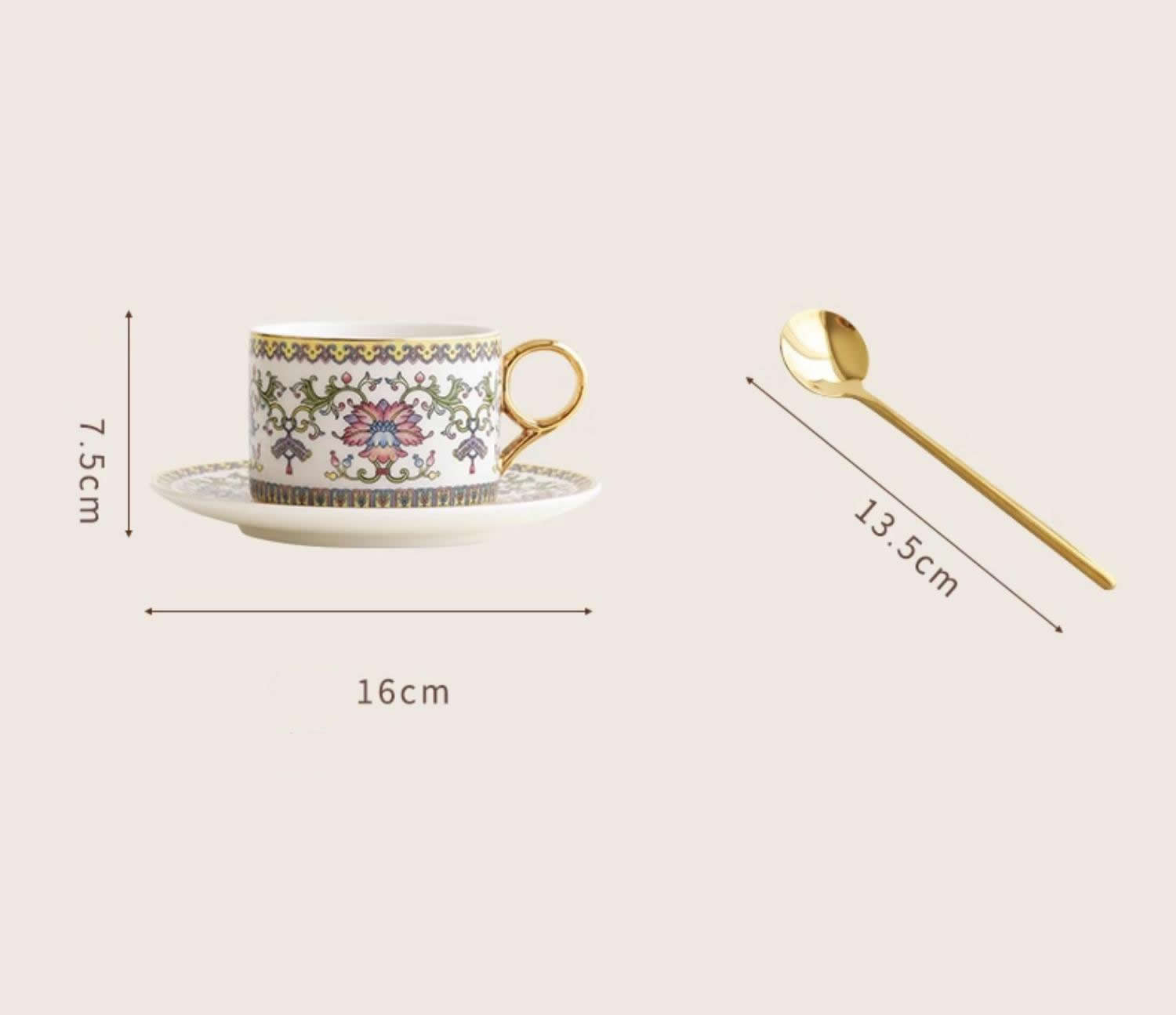 Enamel Coffee Cup Set with Traditional Chinese Lotus Motifs