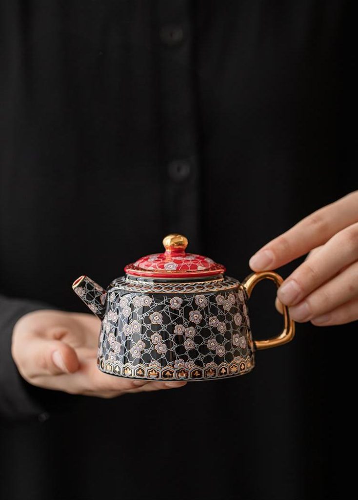 Exquisite Chinese Cloisonné Tea Set: Teapot & 2 Cups Gift Box