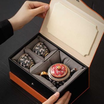 Exquisite Chinese Cloisonné Tea Set: Teapot & 2 Cups Gift Box