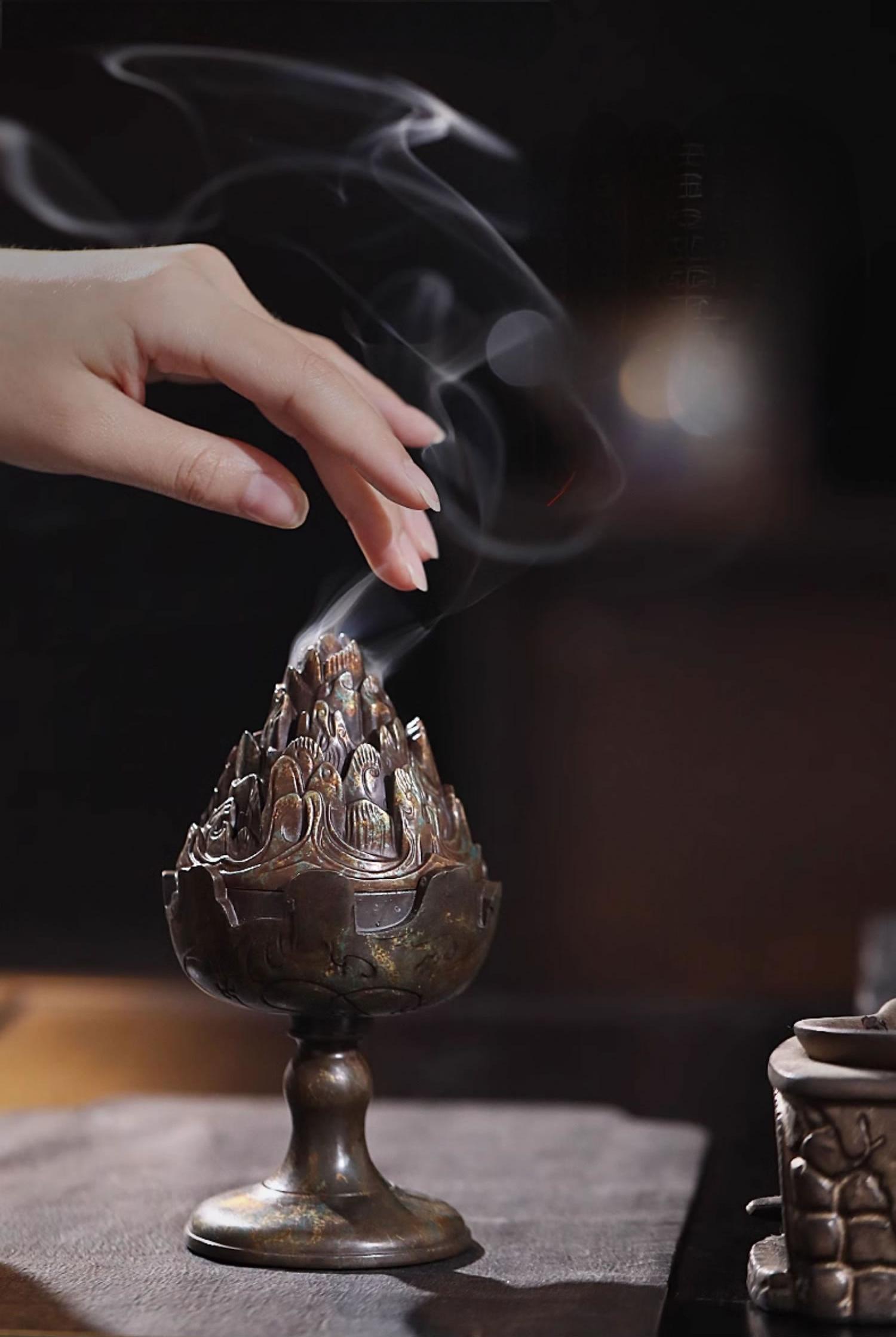 Museum Replicate Bronze Mountain Boshan Incense Burner