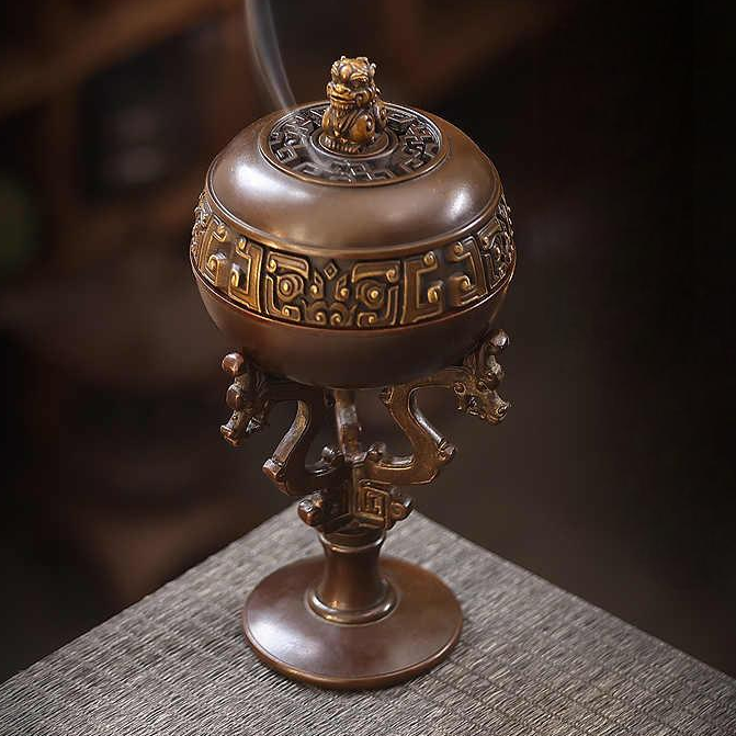 中国古来の青銅器　方てい香炉 殷王朝様式青銅香炉、博物館レプリカ