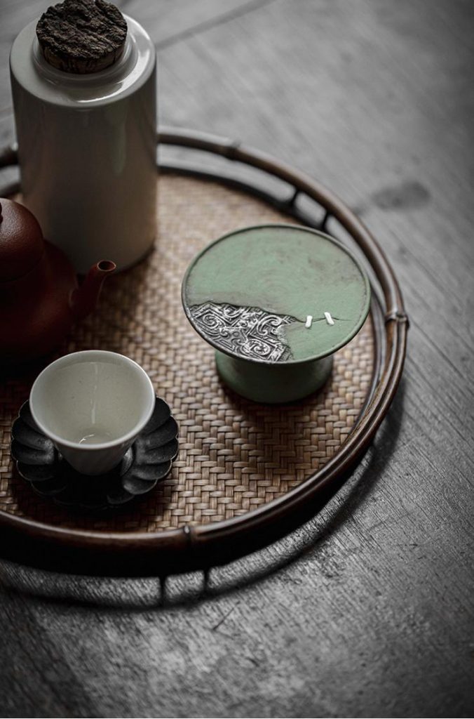 Vintage-Style Amber Glass Candle Holder