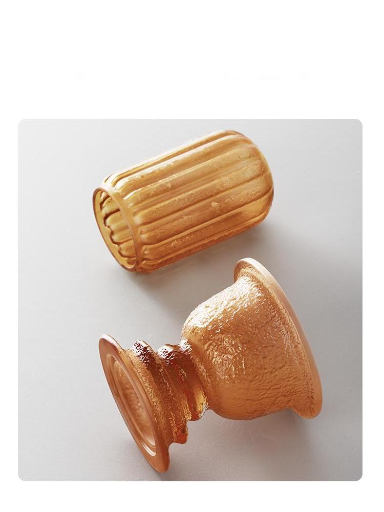 Amber Liuli Glass Candle Holder Gift Set, Vintage Design