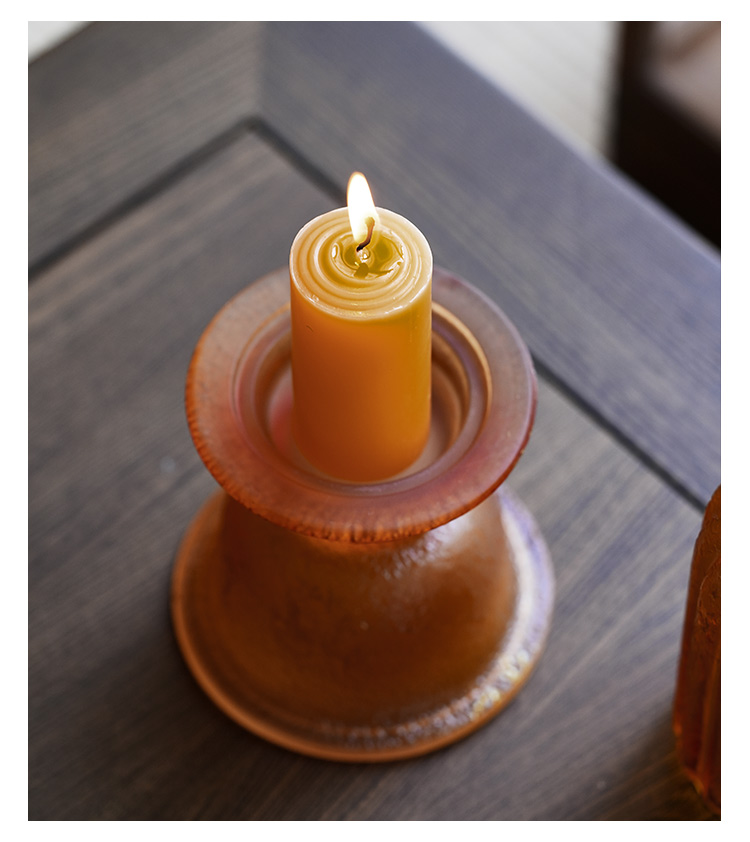 Amber Liuli Glass Candle Holder Gift Set, Vintage Design