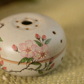 Ceramic Incense Burner with Cherry Blossom Design