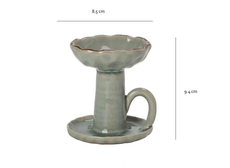 Chinese Ceramic Candle Holder with Handle, Vintage-inspired size