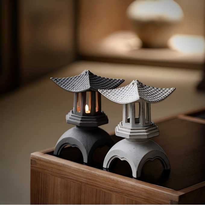 Pagoda-inspired Ceramic Tealight Candle Holder
