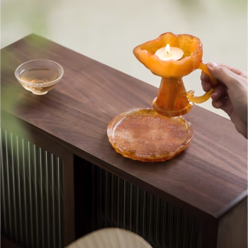 Pink Liuli Glass Candle Holder Gift Set