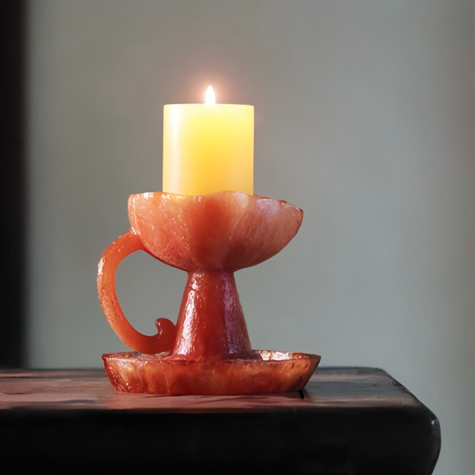 Pink Liuli Glass Candle Holder Gift Set, Vintage-style