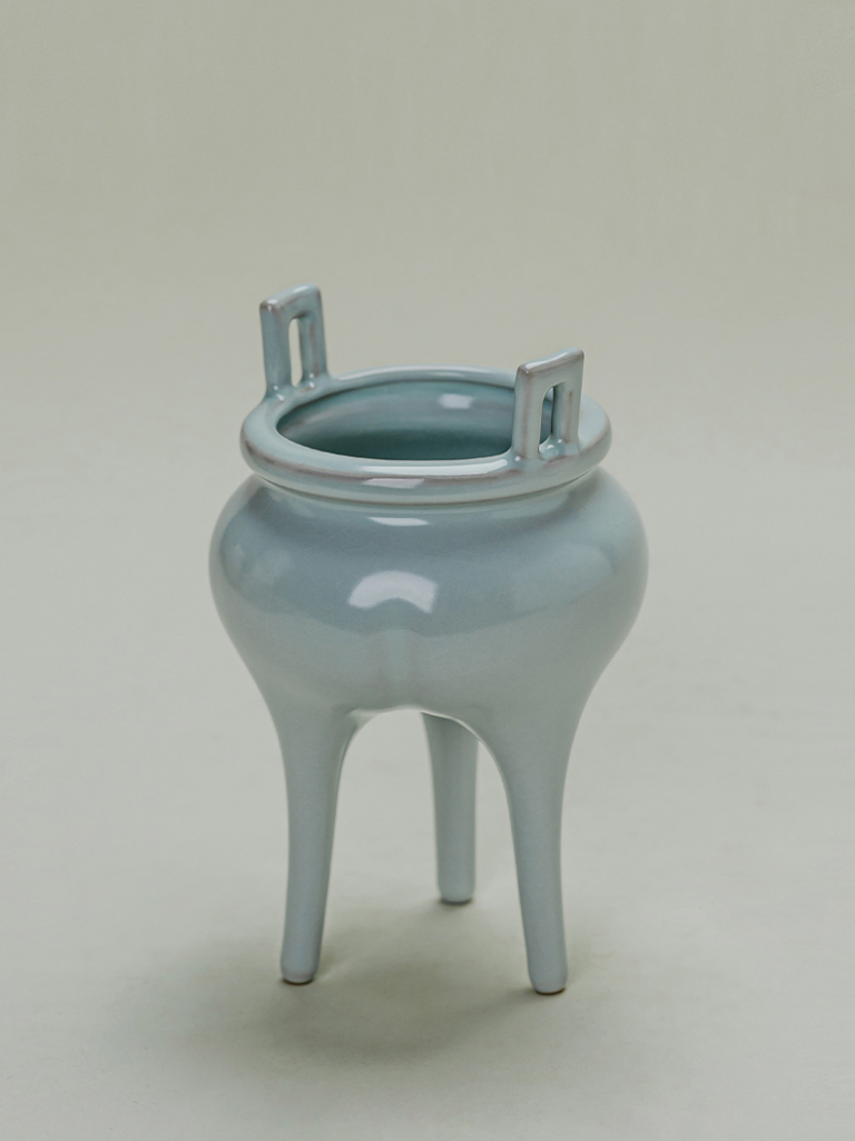 Ru Kiln Ceramic Tripod Incense Burner with Gift Box