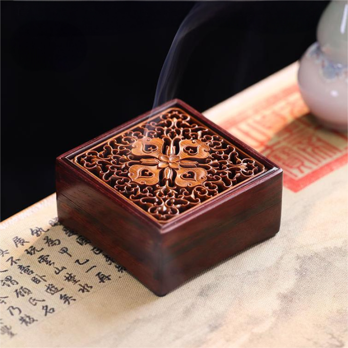 Traditional Wooden Incense Burner, Antique Chinese Design