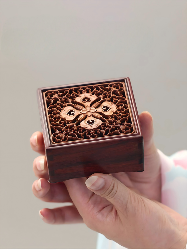 Traditional Wooden Incense Burner Antique Chinese Design
