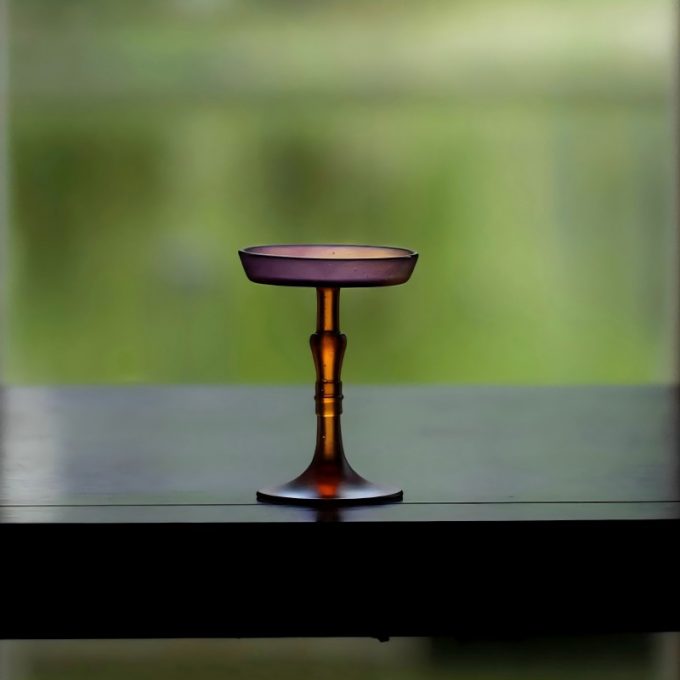 Amber & Purple Liuli Glass Candle Stand for Elegant Décor