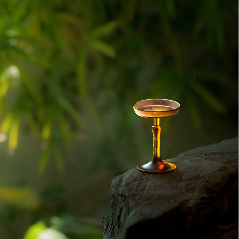 Amber & Purple Liuli Glass Candle Stand for Elegant Décor