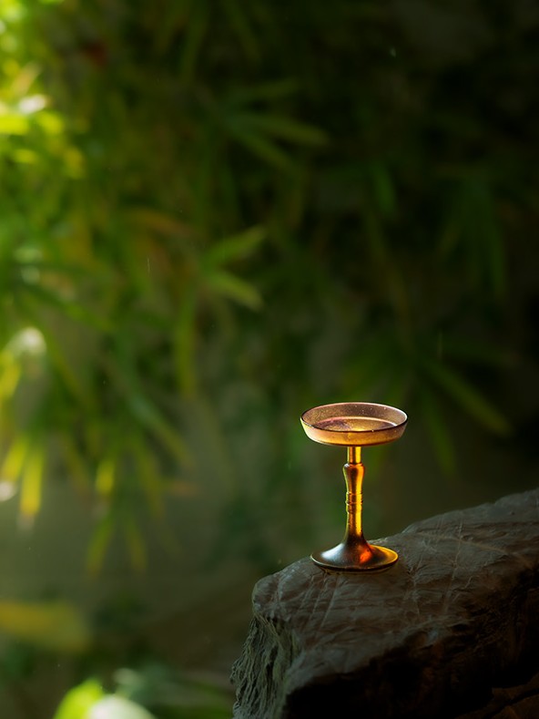 Amber & Purple Liuli Glass Candle Stand for Elegant Décor