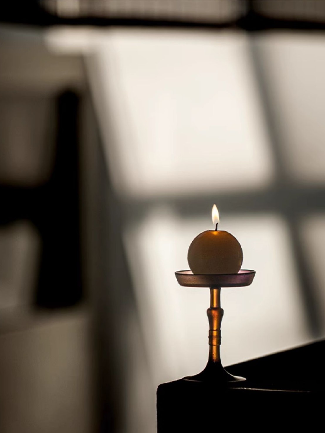 Amber & Purple Liuli Glass Candle Stand for Elegant Décor