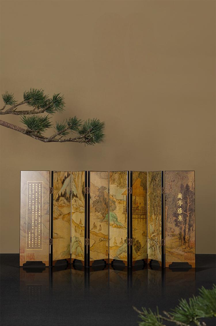 Antique-style Folding Screen Decor Featuring Chinese Calligraphy