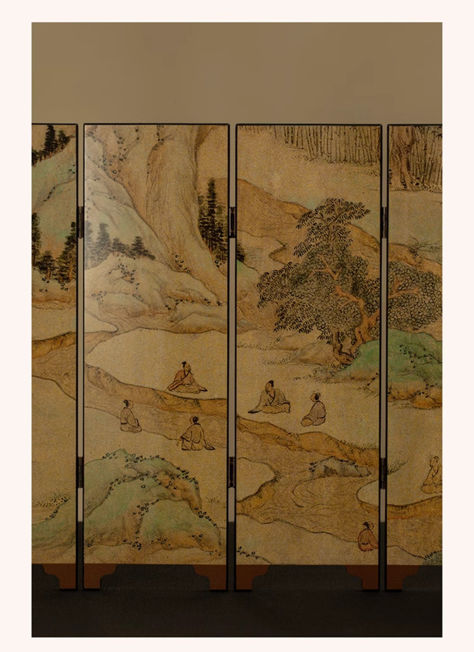 Antique-style Folding Screen Decor Featuring Chinese Calligraphy