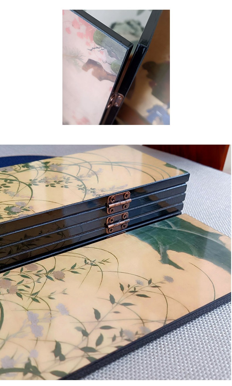 Chinese Decorative Mini Folding Screen Double-Sided