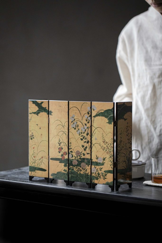 Chinese Decorative Mini Folding Screen Double-Sided