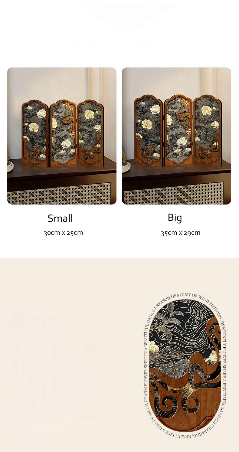 Chinese Wooden Miniature Folding Screen – Vintage Decoration