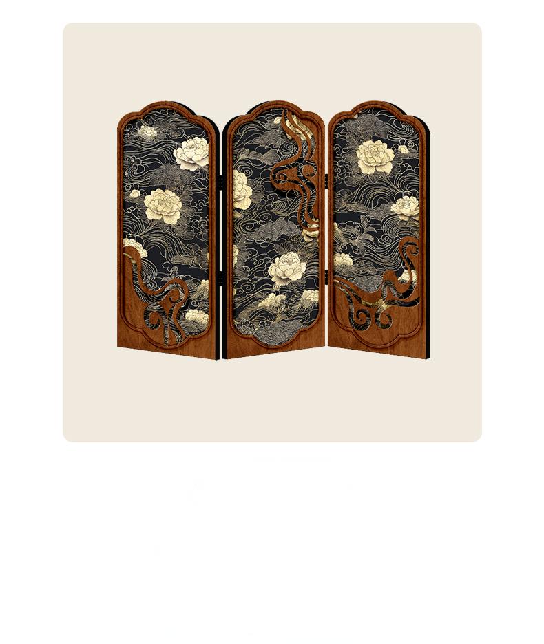 Chinese Wooden Miniature Folding Screen – Vintage Decoration