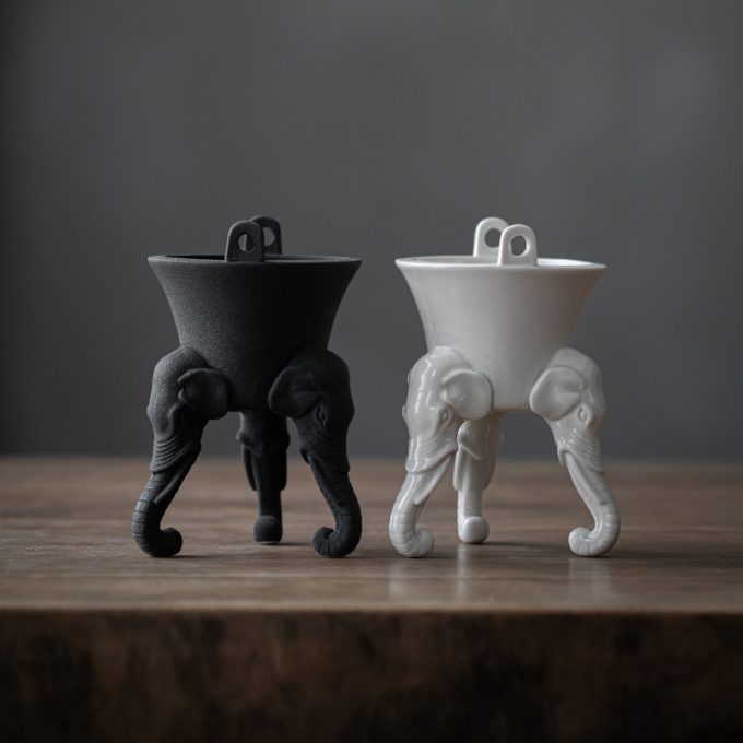 Multi-Use Elephant Heads Ceramic Incense Burner