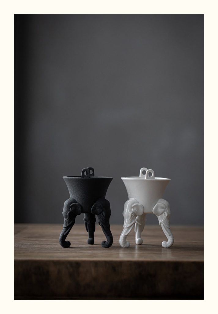 Multi-Use Elephant Heads Ceramic Incense Burner