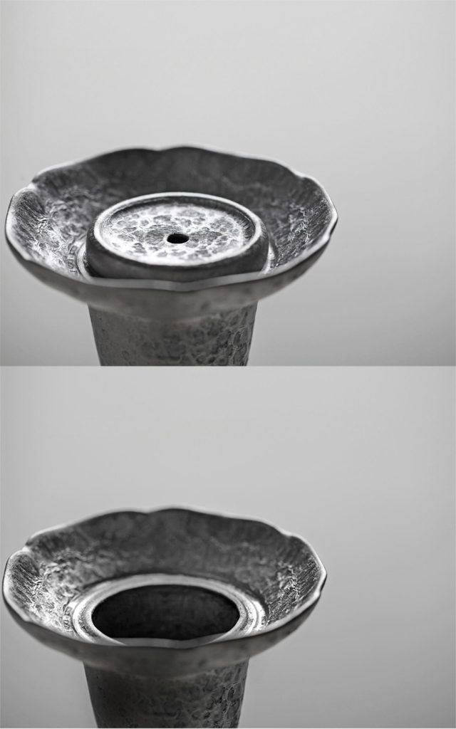 Silver-Glazed Ceramic Oil Lamp, Antique-Style