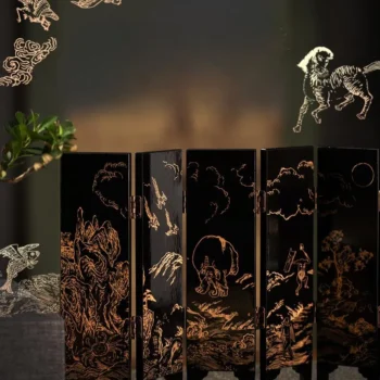Mythical Mini Folding Screen Decor Inspired by Shanhai Jing