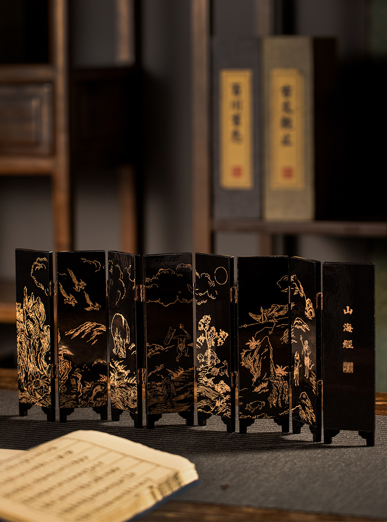 Mythical Mini Folding Screen Decor Inspired by Shanhai Jing