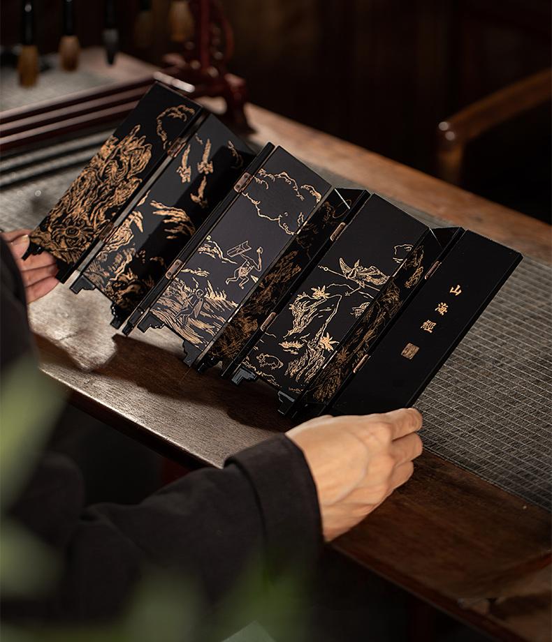 Mythical Mini Folding Screen Decor Inspired by Shanhai Jing