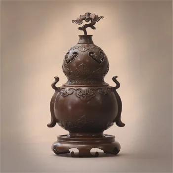 Gourd-shaped Incense Burner with Auspicious Bat Motif