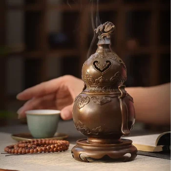 Gourd-shaped Incense Burner with Auspicious Bat Motif