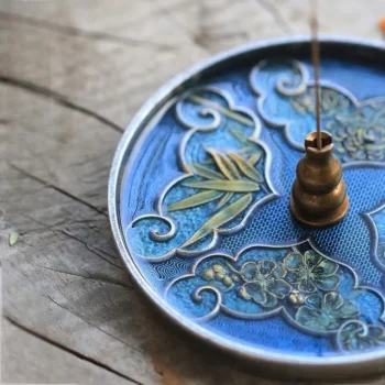 Cloisonné Enamel Incense Tray Holder, Inspired by Four-Gentlemen
