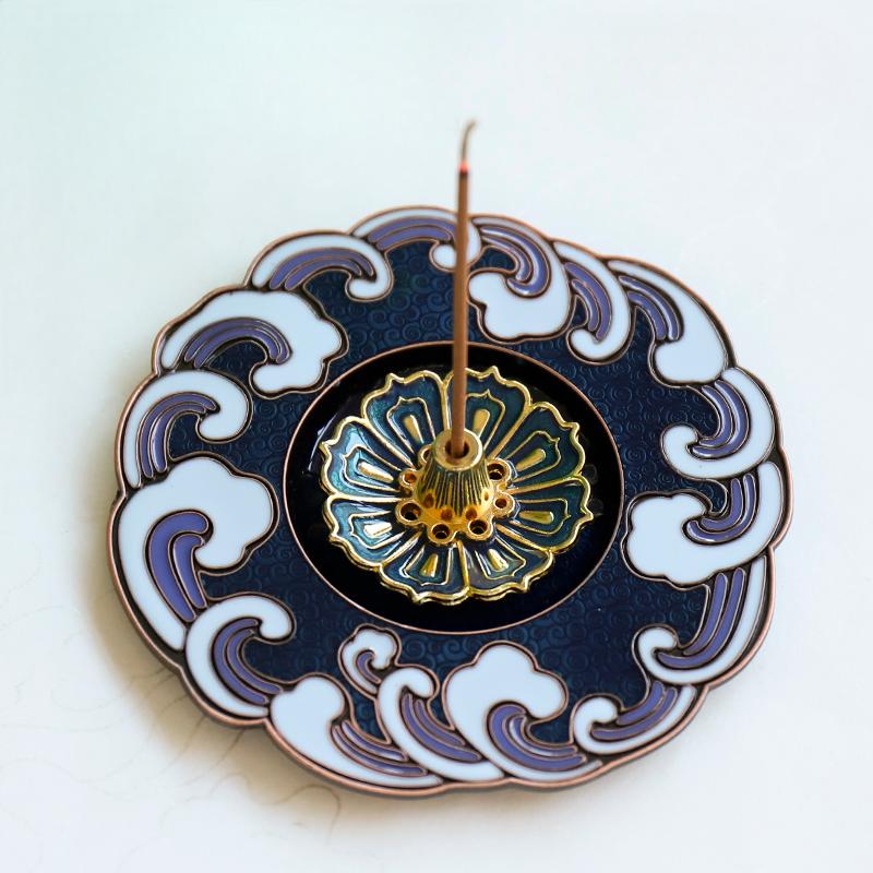 Cloisonné Ocean Wave Incense Stick Holder