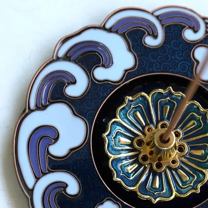 Cloisonné Ocean Wave Incense Stick Holder