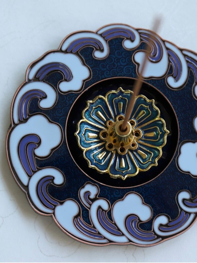 Cloisonné Ocean Wave Incense Stick Holder