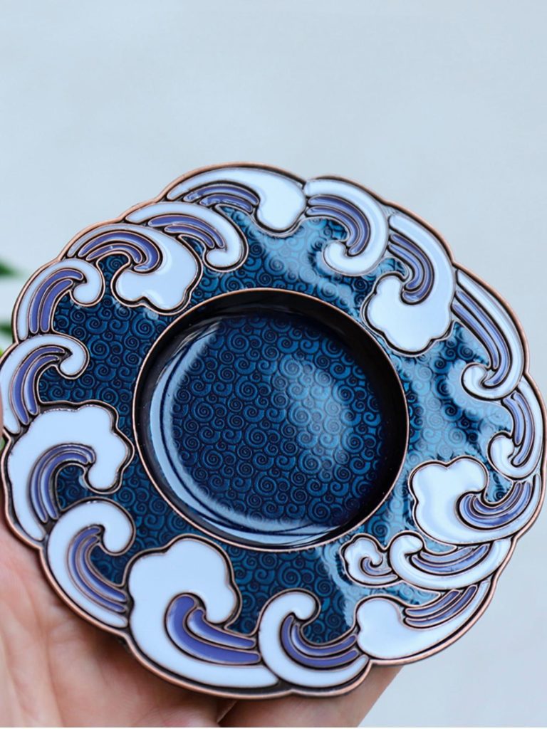 Cloisonné Ocean Wave Incense Stick Holder