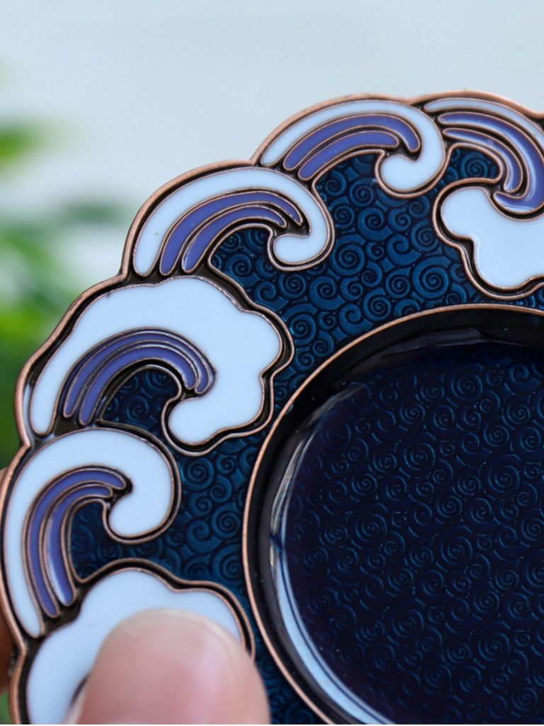 Cloisonné Ocean Wave Incense Stick Holder