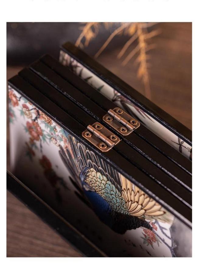 Decorative Chinese Mini Folding Screen - Silk Brocade Art