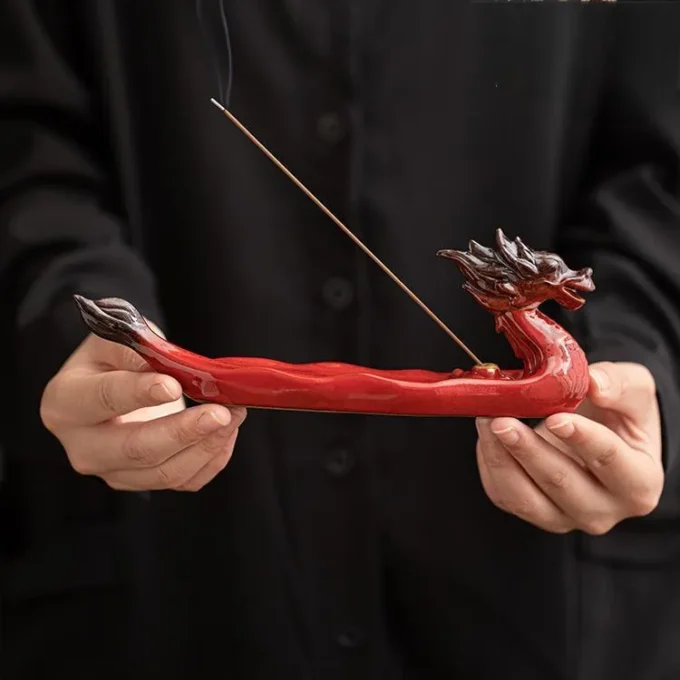 Oriental Dragon Boat Ceramic Stick Incense Holder