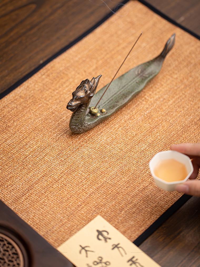 Oriental Dragon Boat Ceramic Stick Incense Holder