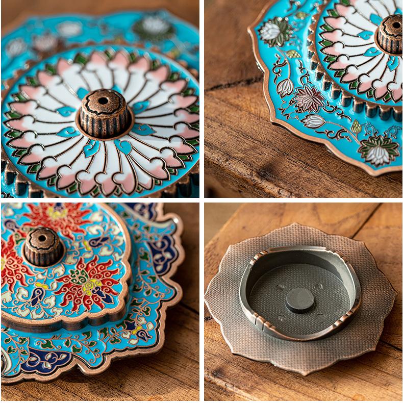 Traditional Chinese Floral Enamel Incense Stick Holder