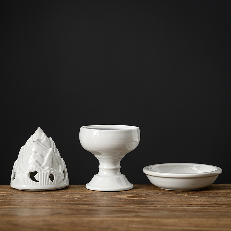 Zen-Inspired White Ceramic Boshanlu Incense Burner