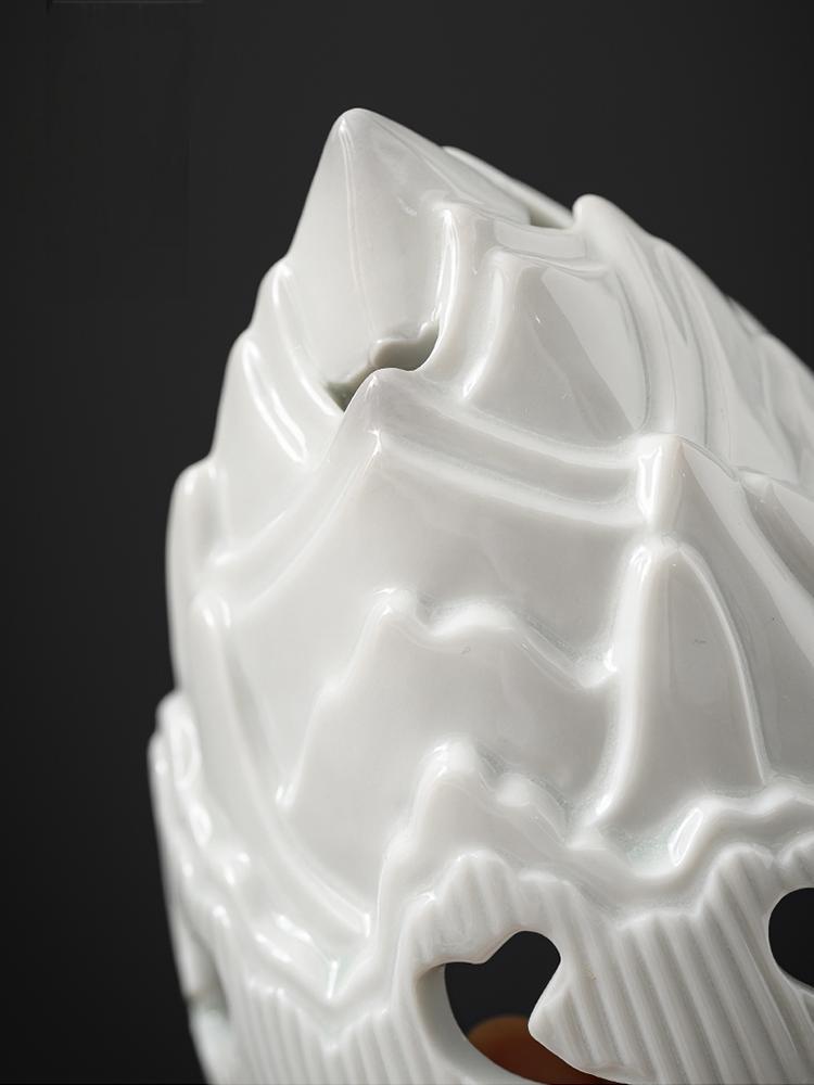 Zen-Inspired White Ceramic Boshanlu Incense Burner